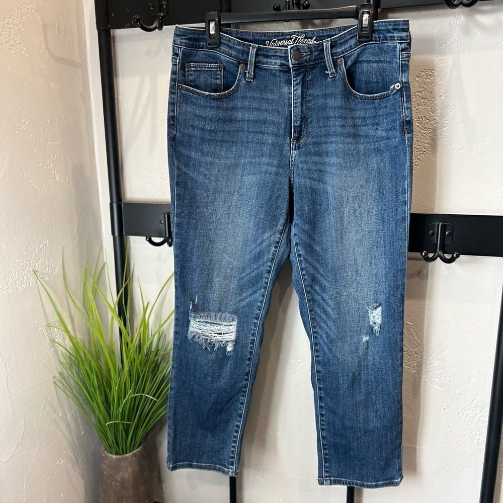 Universal Thread High Rise Distressed Blue Jeans - Picture 2 of 14